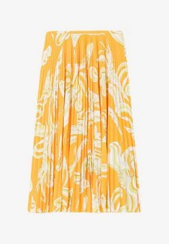 Emilio Pucci Farfalle Print Plissé Midi Skirt Orange -Evening Dresses Popular Store 2EJV02 202E766 20012