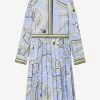 Emilio Pucci Esperidi Print Silk Twill Midi Dress Light Blue