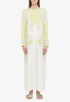 Emilio Pucci Farfelle Print Silk Twill Maxi Dress Green