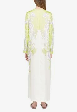 Emilio Pucci Farfelle Print Silk Twill Maxi Dress Green -Evening Dresses Popular Store 2ERI10 202E821 20021 203