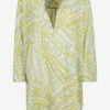 Emilio Pucci Bandierine Print Silk Mini Kaftan Dress Green