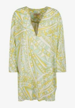 Emilio Pucci Bandierine Print Silk Mini Kaftan Dress Green