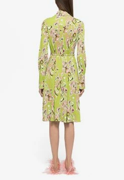 Emilio Pucci Africana Print Belted Shirt Dress Green -Evening Dresses Popular Store 2HJH01 202H757 20013 202