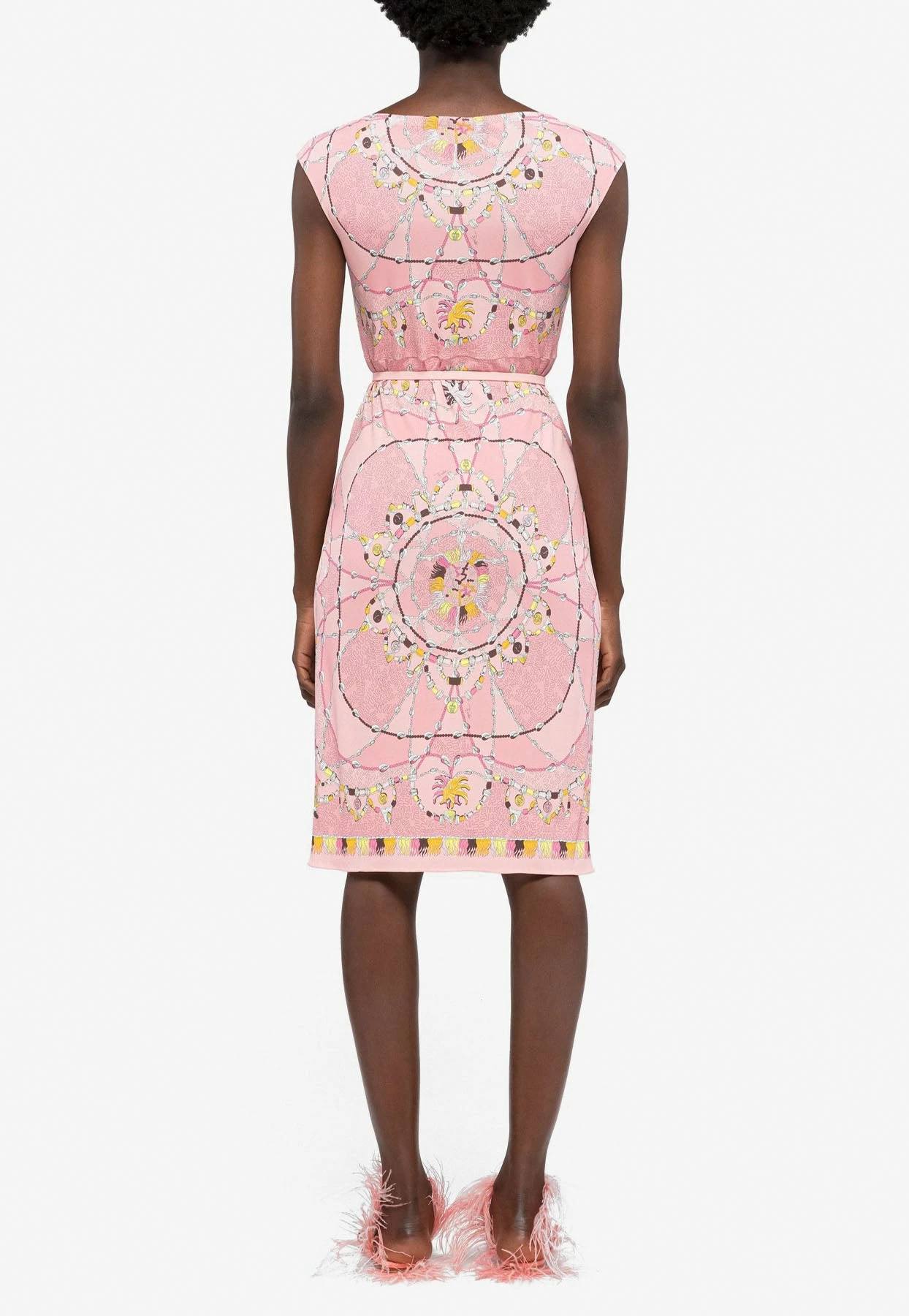 Emilio Pucci Cyprea Print Belted Dress Pink 3 Emilio Pucci Cyprea Print Belted Dress Pink - Image 3