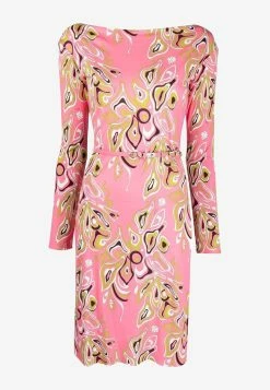 Emilio Pucci Africana Print Marilyn Belted Dress Pink