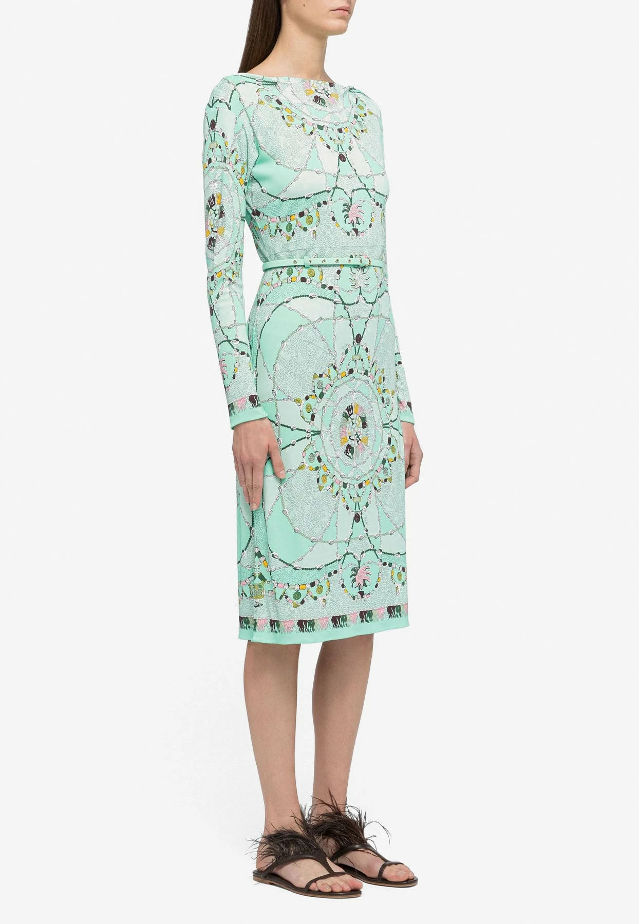 Emilio Pucci Cyprea Print Marilyn Belted Dress Mint 2 Emilio Pucci Cyprea Print Marilyn Belted Dress Mint - Image 2