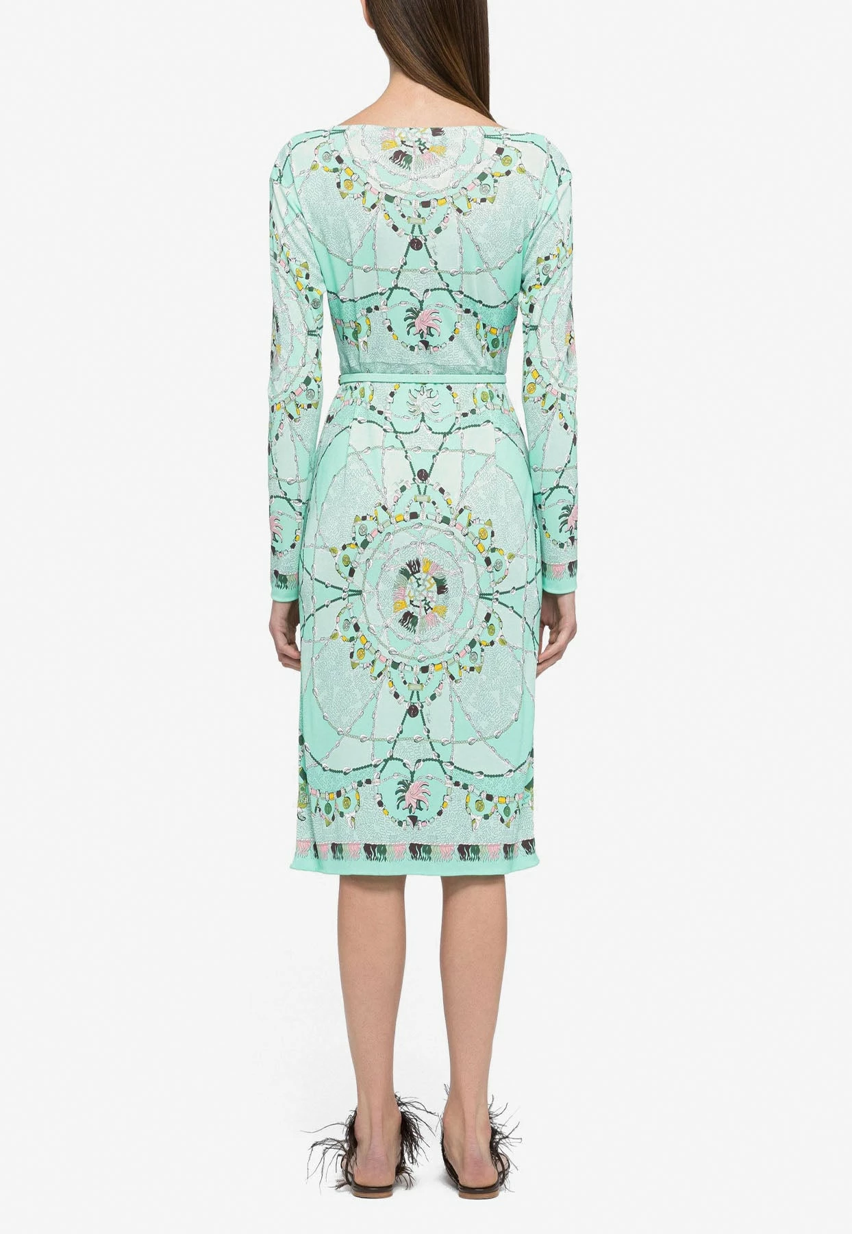 Emilio Pucci Cyprea Print Marilyn Belted Dress Mint 3 Emilio Pucci Cyprea Print Marilyn Belted Dress Mint - Image 3