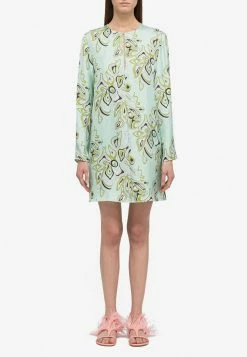 Emilio Pucci Africana Print Silk Mini Dress Mint