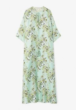 Emilio Pucci Africana Print Silk Kaftan Maxi Dress Mint -Evening Dresses Popular Store 2HRL51 202H751 20015