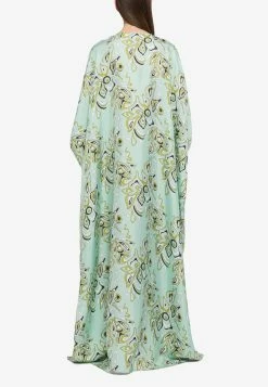 Emilio Pucci Africana Print Silk Kaftan Maxi Dress Mint -Evening Dresses Popular Store 2HRL51 202H751 20015 203