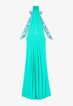 Emilio Pucci Halterneck Sleeveless Maxi Dress Green -Evening Dresses Popular Store 2RJI01 202R604 20194 201