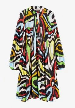 Emilio Pucci Marmo Print Wrinkled Silk Dress Multicolor