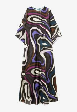 Emilio Pucci Marmo Print Oversized Maxi Kaftan Dress Multicolor