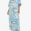 Emilio Pucci Marmo Print Oversized Maxi Kaftan Dress Blue