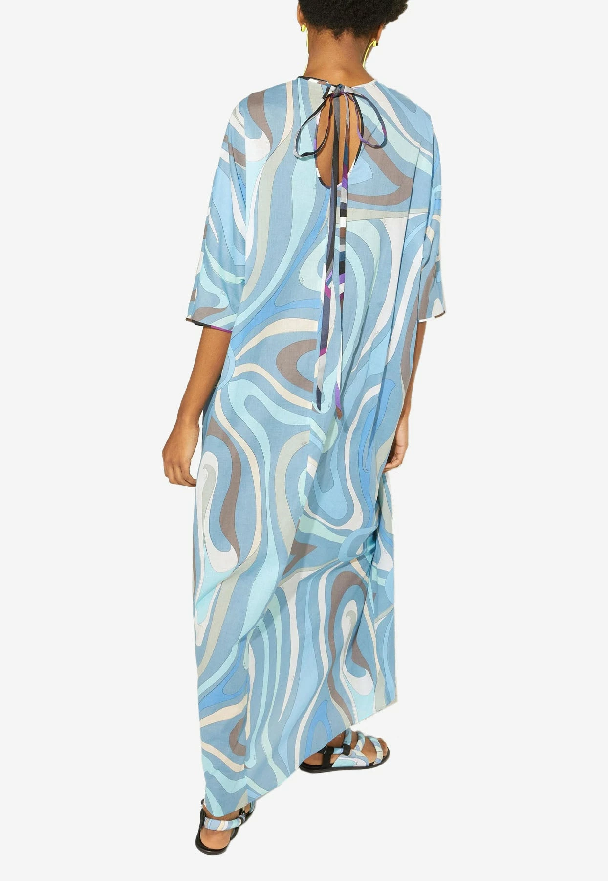 Emilio Pucci Marmo Print Oversized Maxi Kaftan Dress Blue 2 Emilio Pucci Marmo Print Oversized Maxi Kaftan Dress Blue - Image 2