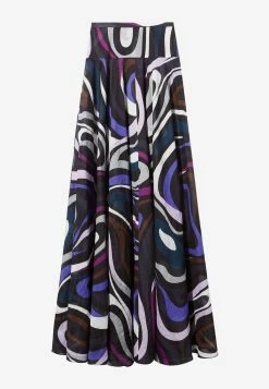 Emilio Pucci Marmo Print Flared Maxi Skirt Multicolor