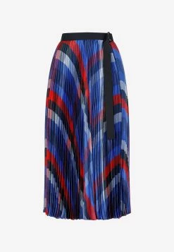 Sacai Midi Pleated Plaid Skirt Blue
