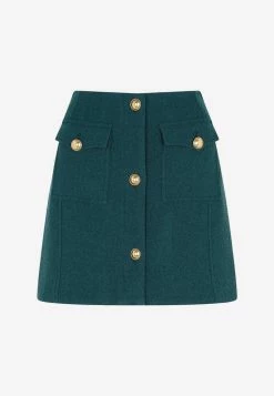 Alessandra Rich Tweed Boucle Mini Skirt With Buttons Green