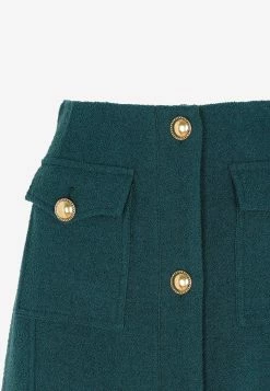 Alessandra Rich Tweed Boucle Mini Skirt With Buttons Green -Evening Dresses Popular Store 30062022 161