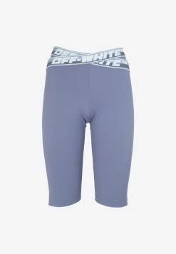 Off-White Crossed Logo Waistband Stretch Shorts Gray