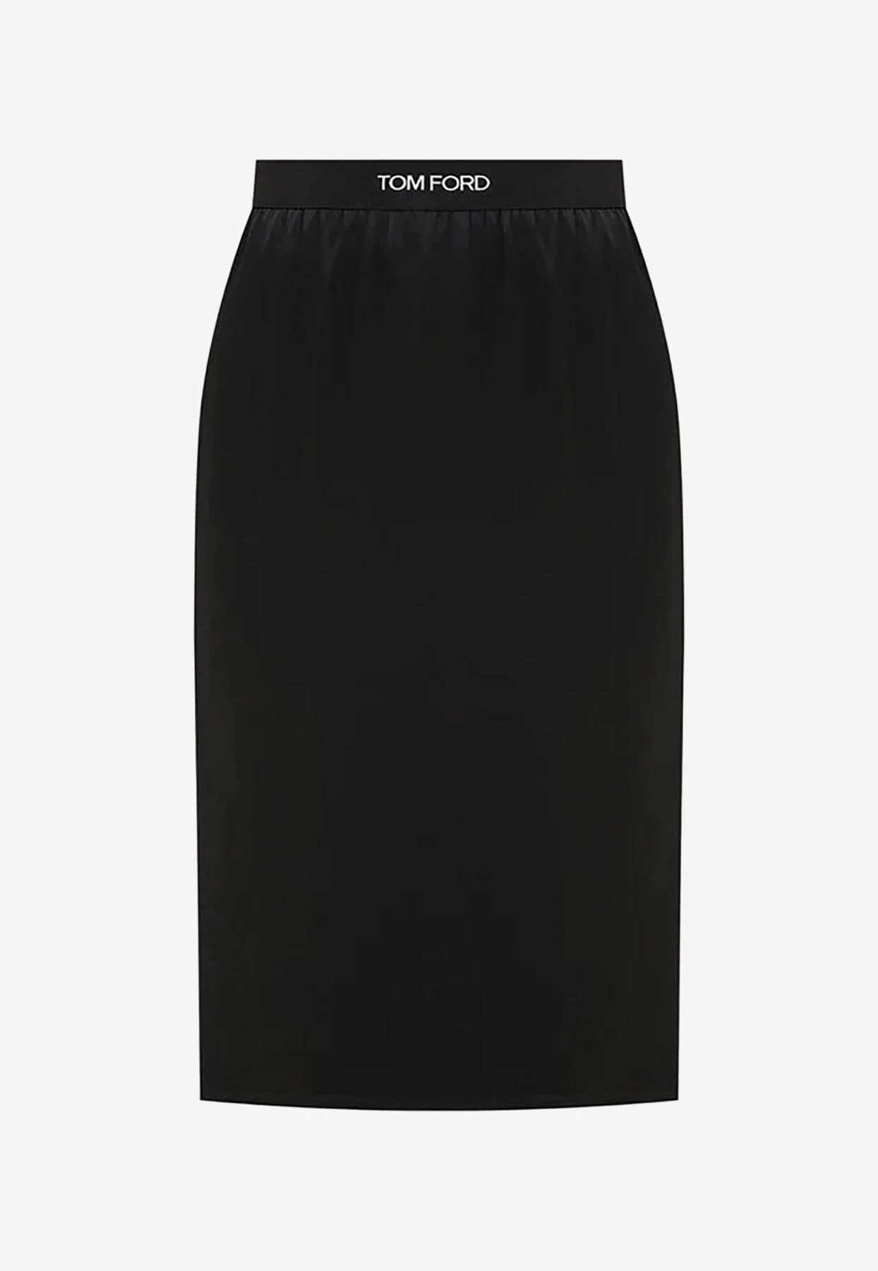 Tom Ford Logo Waist Double Face Midi Skirt Black 1 Tom Ford Logo Waist Double Face Midi Skirt Black