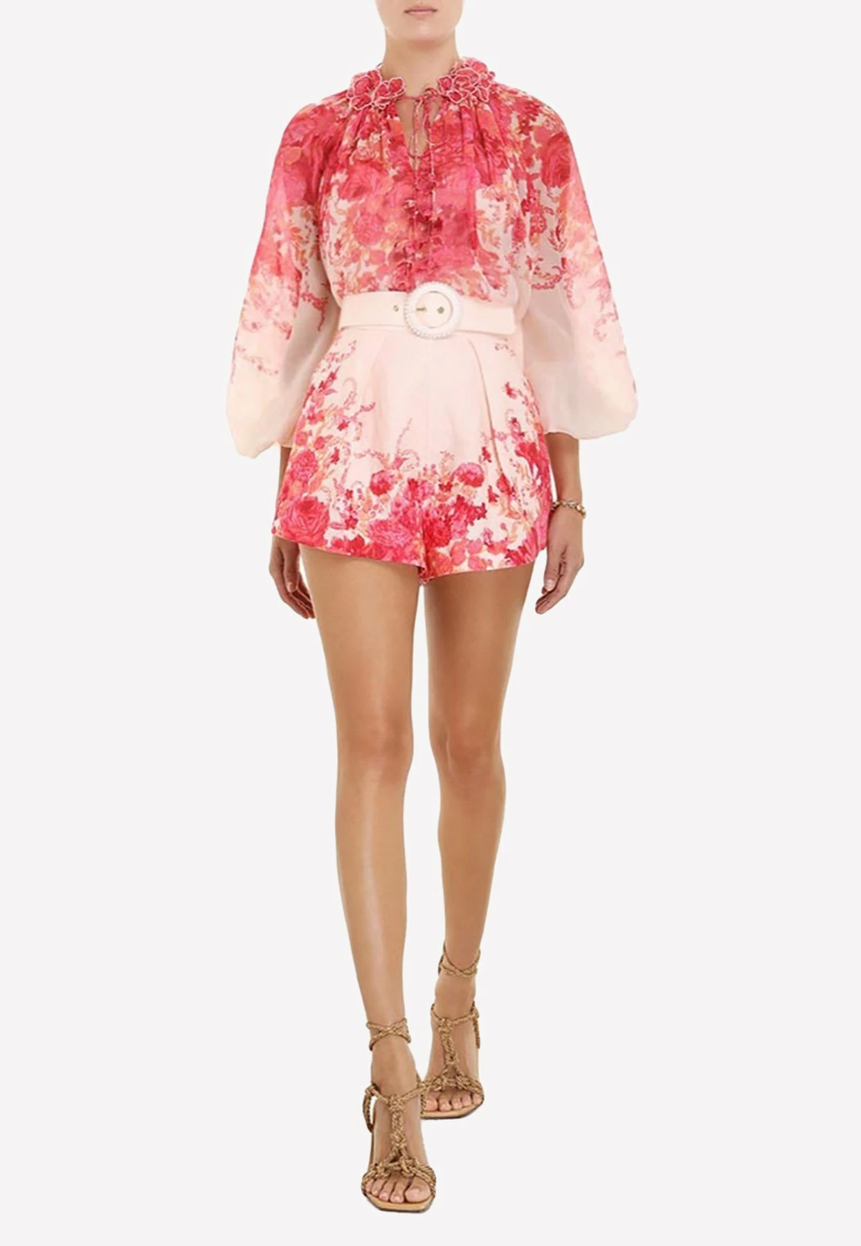 Zimmermann High Tide Floral Tuck Shorts Pink 2 Zimmermann High Tide Floral Tuck Shorts Pink - Image 2