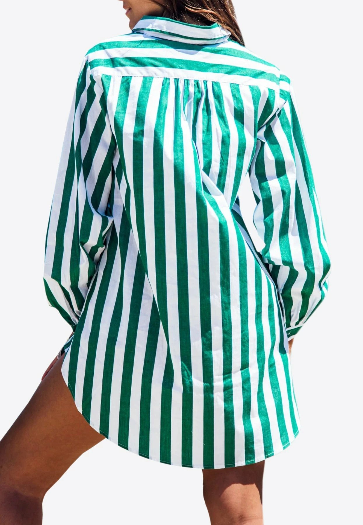 Les Canebiers Sauvageonne Long-Sleeved Shirt Dress Green 3 Les Canebiers Sauvageonne Long-Sleeved Shirt Dress Green - Image 3