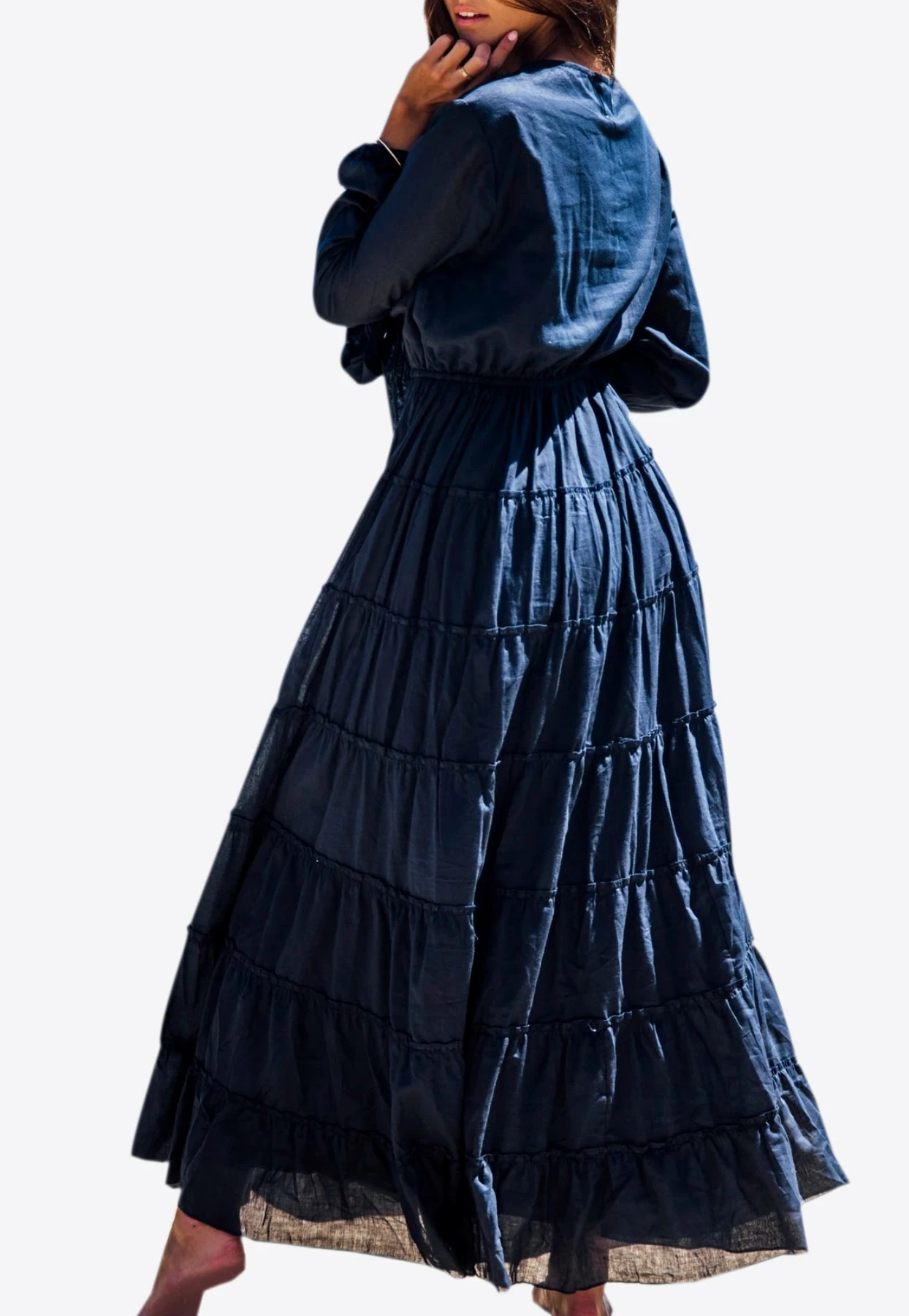 Les Canebiers Lily Summer Dress With Tie Detail Blue 3 Les Canebiers Lily Summer Dress With Tie Detail Blue - Image 3