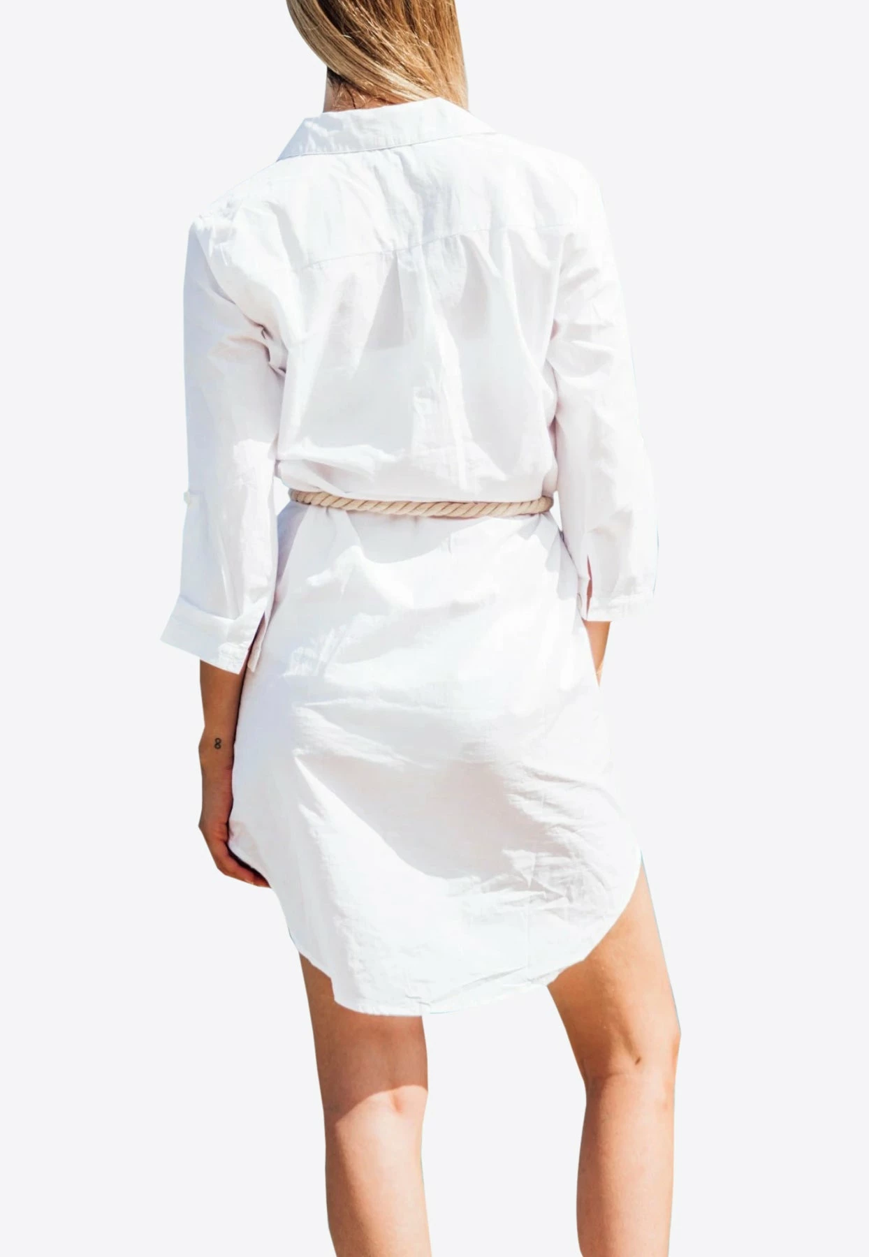 Les Canebiers Mimosas Mini Shirt Dress With Rope Belt White 3 Les Canebiers Mimosas Mini Shirt Dress With Rope Belt White - Image 3
