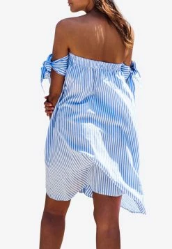 Les Canebiers Marronnier Striped Off-Shoulder Mini Dress With Sleeve Knots Blue 5 Les Canebiers Marronnier Striped Off-Shoulder Mini Dress With Sleeve Knots Blue -Evening Dresses Popular Store 3 40dfe647 bc66 4886 9b04 b5fc876b39c6
