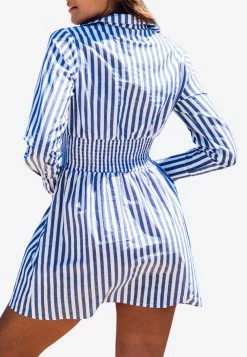 Les Canebiers Vignes Elastic Waist Striped Mini Dress Blue 5 Les Canebiers Vignes Elastic Waist Striped Mini Dress Blue -Evening Dresses Popular Store 3 58667483 e748 4cc2 bc25 ea88beddaf85