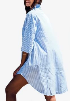 Les Canebiers Citadelle Striped Button-Up Shirt Dress Blue -Evening Dresses Popular Store 3 c812a87f c934 479e 9c4b d5bf939a52f6