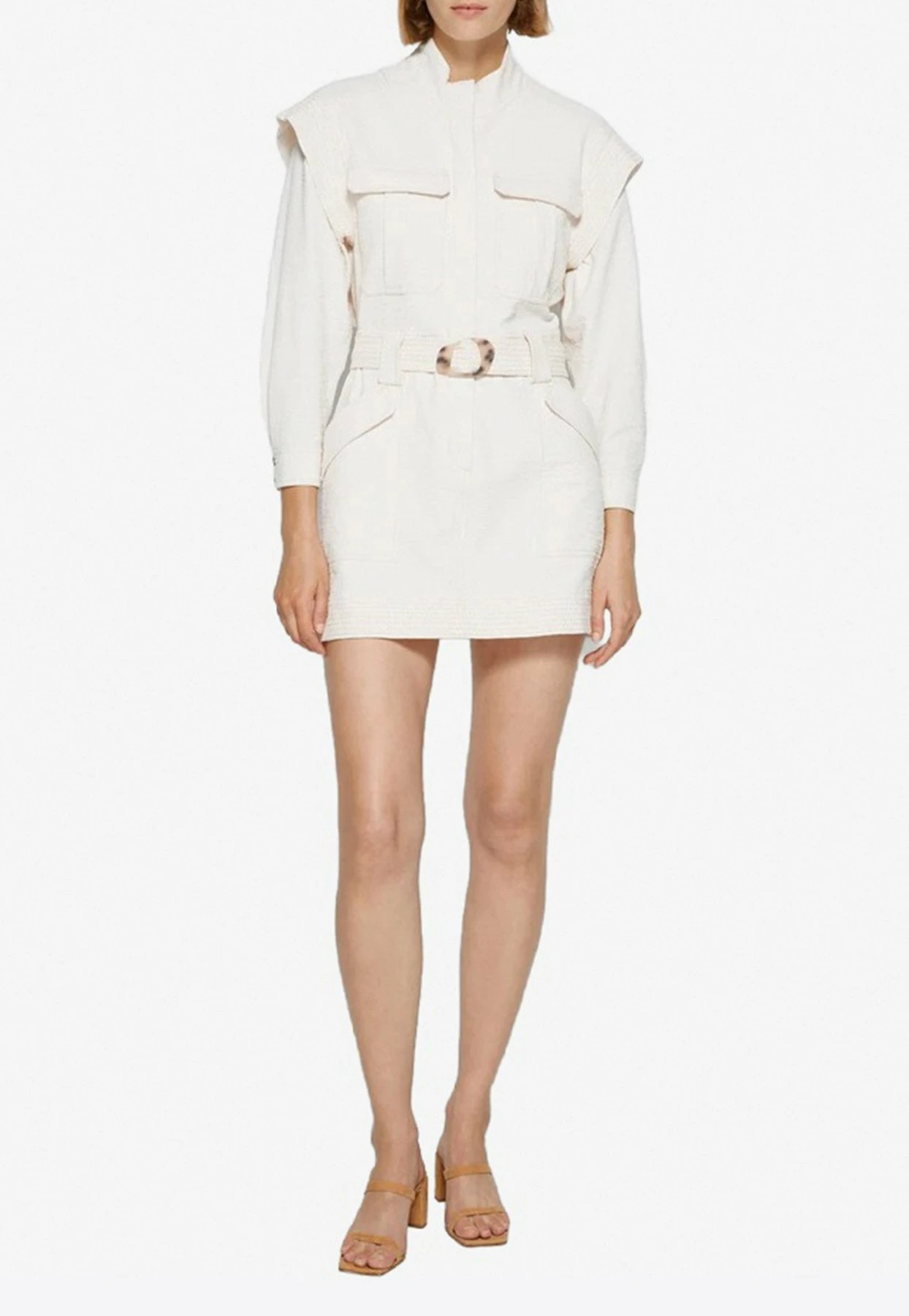 Jonathan Simkhai Daniella Utility Mini Dress Beige 2 Jonathan Simkhai Daniella Utility Mini Dress Beige - Image 2