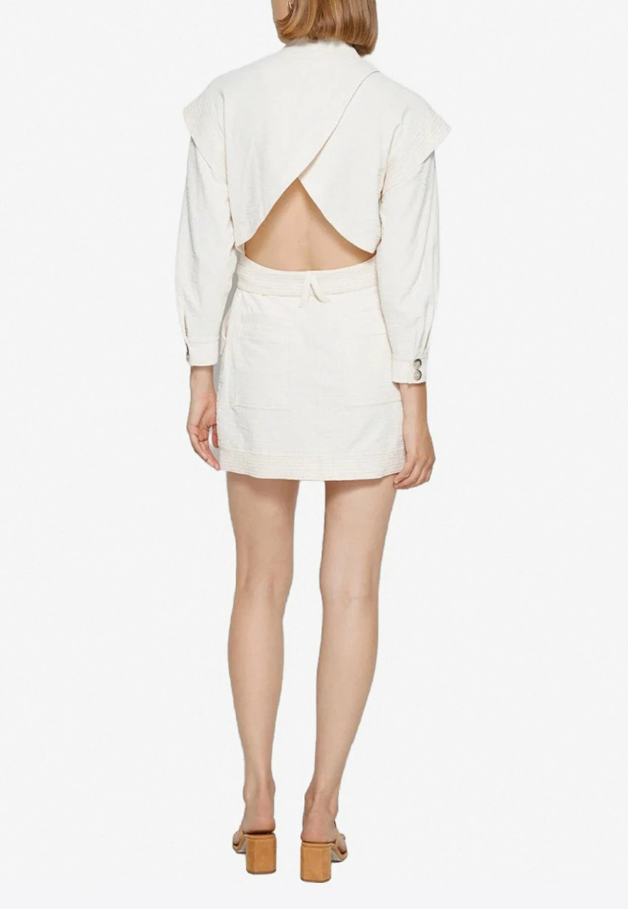 Jonathan Simkhai Daniella Utility Mini Dress Beige 4 Jonathan Simkhai Daniella Utility Mini Dress Beige - Image 4