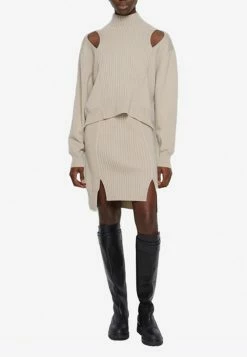 Jonathan Simkhai Martha High-Low Skirt Beige