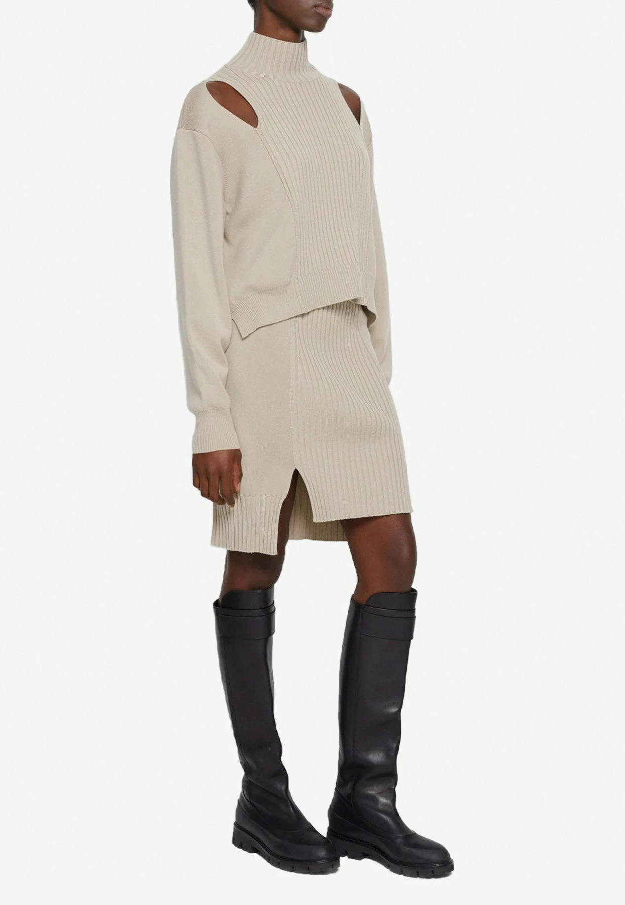 Jonathan Simkhai Martha High-Low Skirt Beige 2 Jonathan Simkhai Martha High-Low Skirt Beige - Image 2