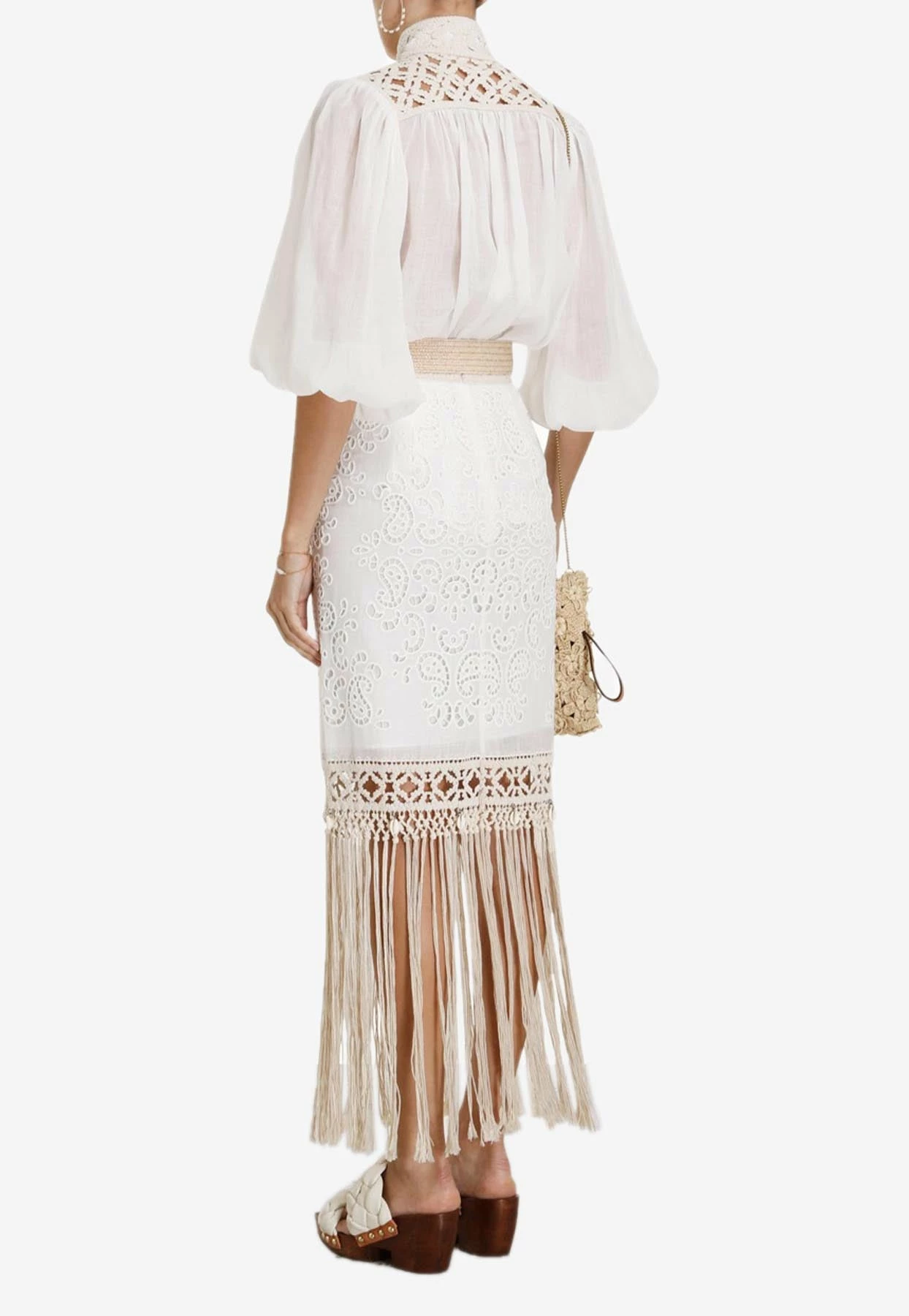 Zimmermann Vitali Fringe Midi Skirt Ivory 3 Zimmermann Vitali Fringe Midi Skirt Ivory - Image 3