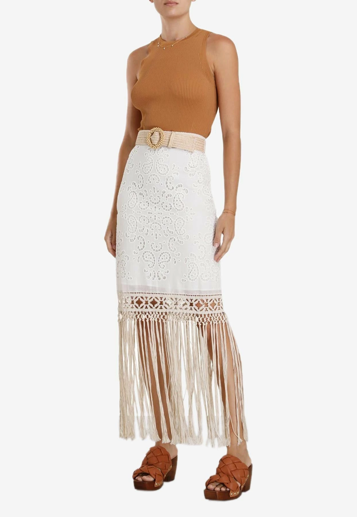 Zimmermann Vitali Fringe Midi Skirt Ivory 1 Zimmermann Vitali Fringe Midi Skirt Ivory
