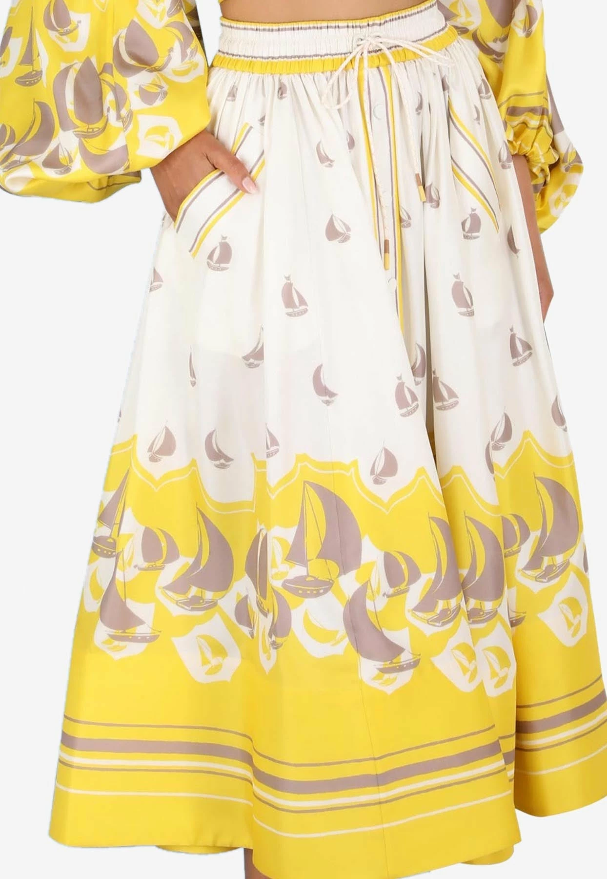 Zimmermann High Tide Sailbots Print Gathered Midi Skirt Multicolor 2 Zimmermann High Tide Sailbots Print Gathered Midi Skirt Multicolor - Image 2