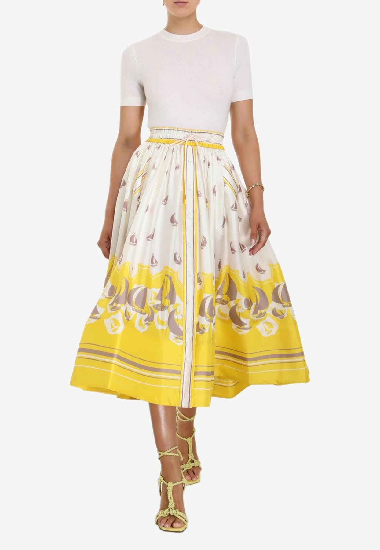 Zimmermann High Tide Sailbots Print Gathered Midi Skirt Multicolor 1 Zimmermann High Tide Sailbots Print Gathered Midi Skirt Multicolor