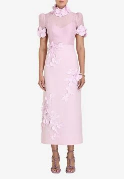 Zimmermann High Tide 3D Flower Midi Skirt Lilac