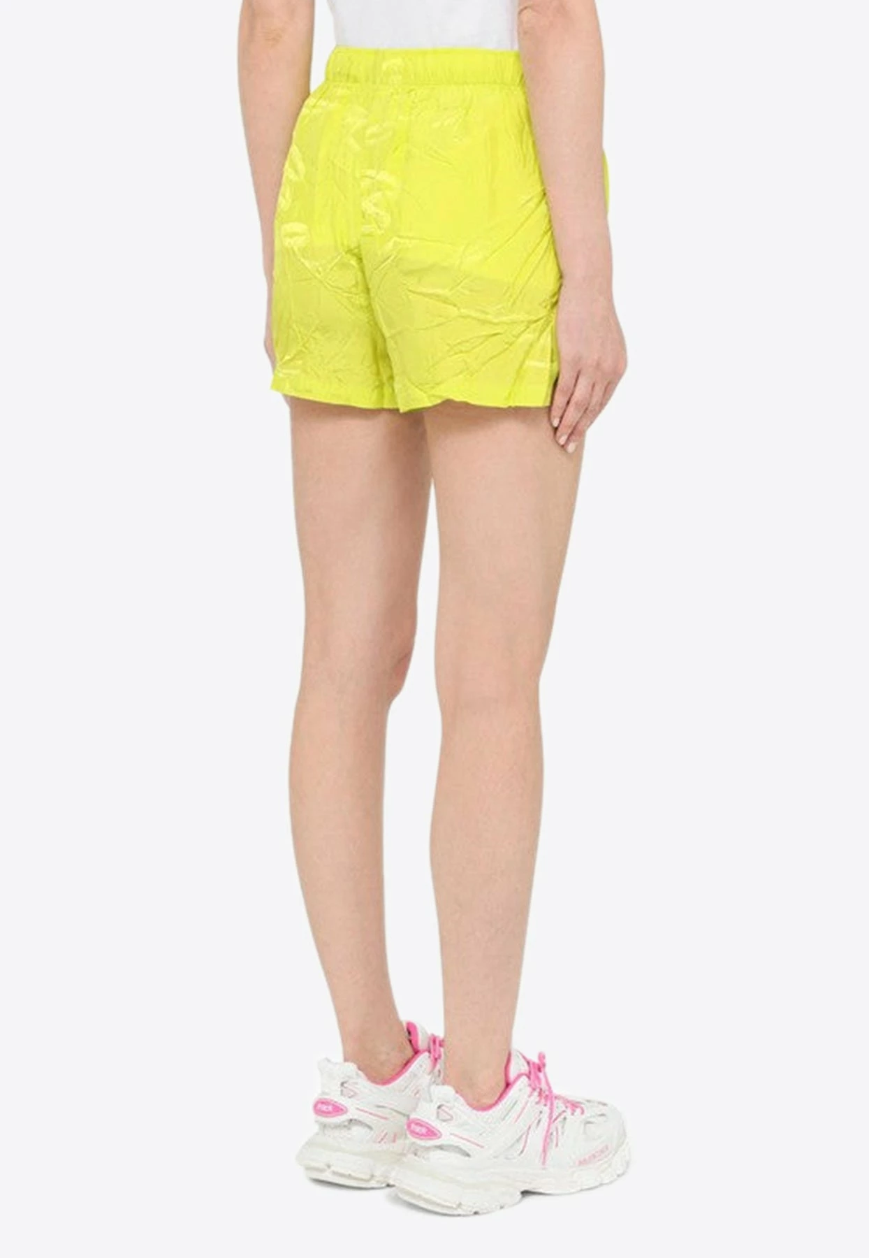 Balenciaga Logo Patch Creased-Effect Shorts Yellow 3 Balenciaga Logo Patch Creased-Effect Shorts Yellow - Image 3