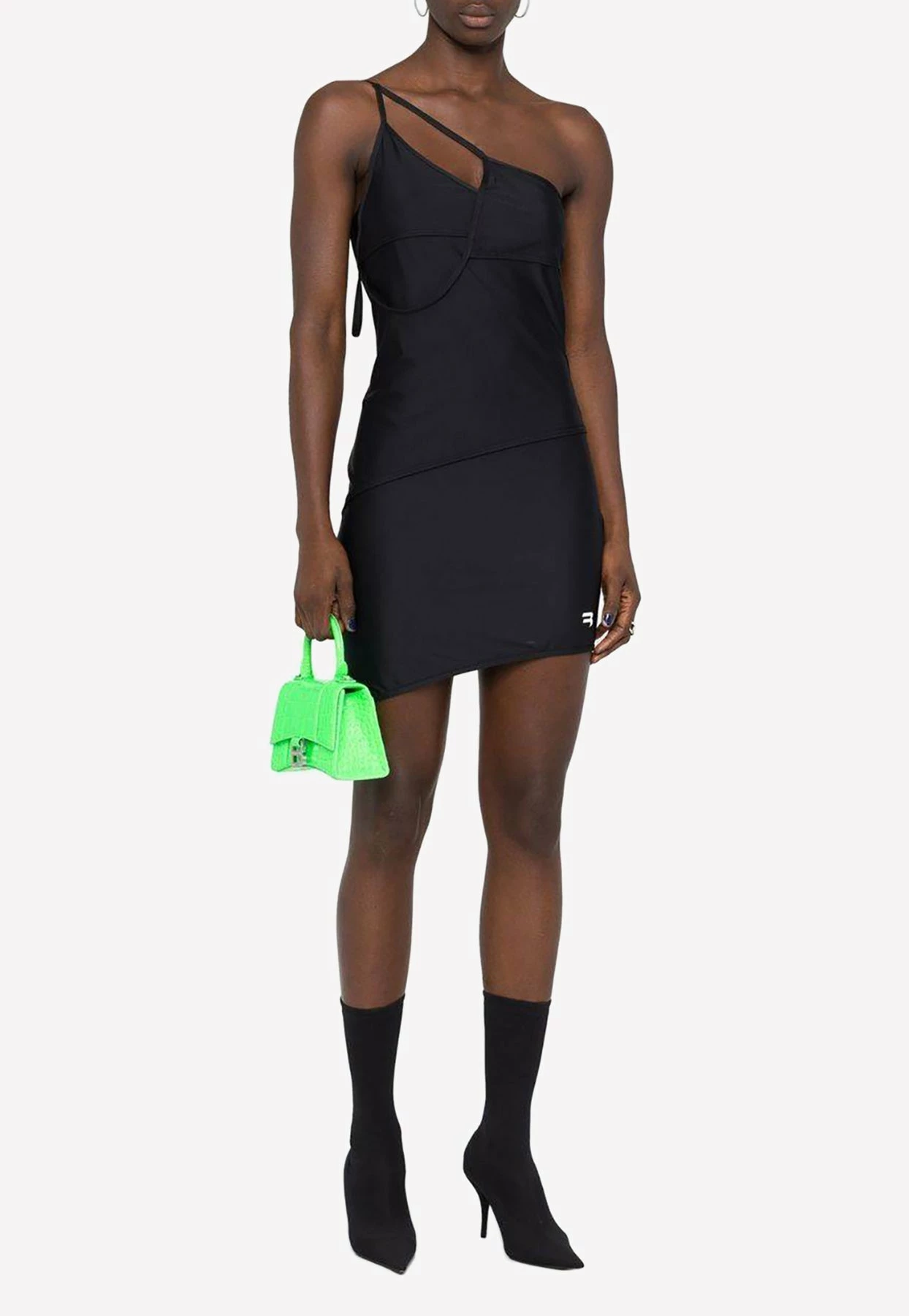 Balenciaga Asymmetric Paneled Mini Dress Black 1 Balenciaga Asymmetric Paneled Mini Dress Black
