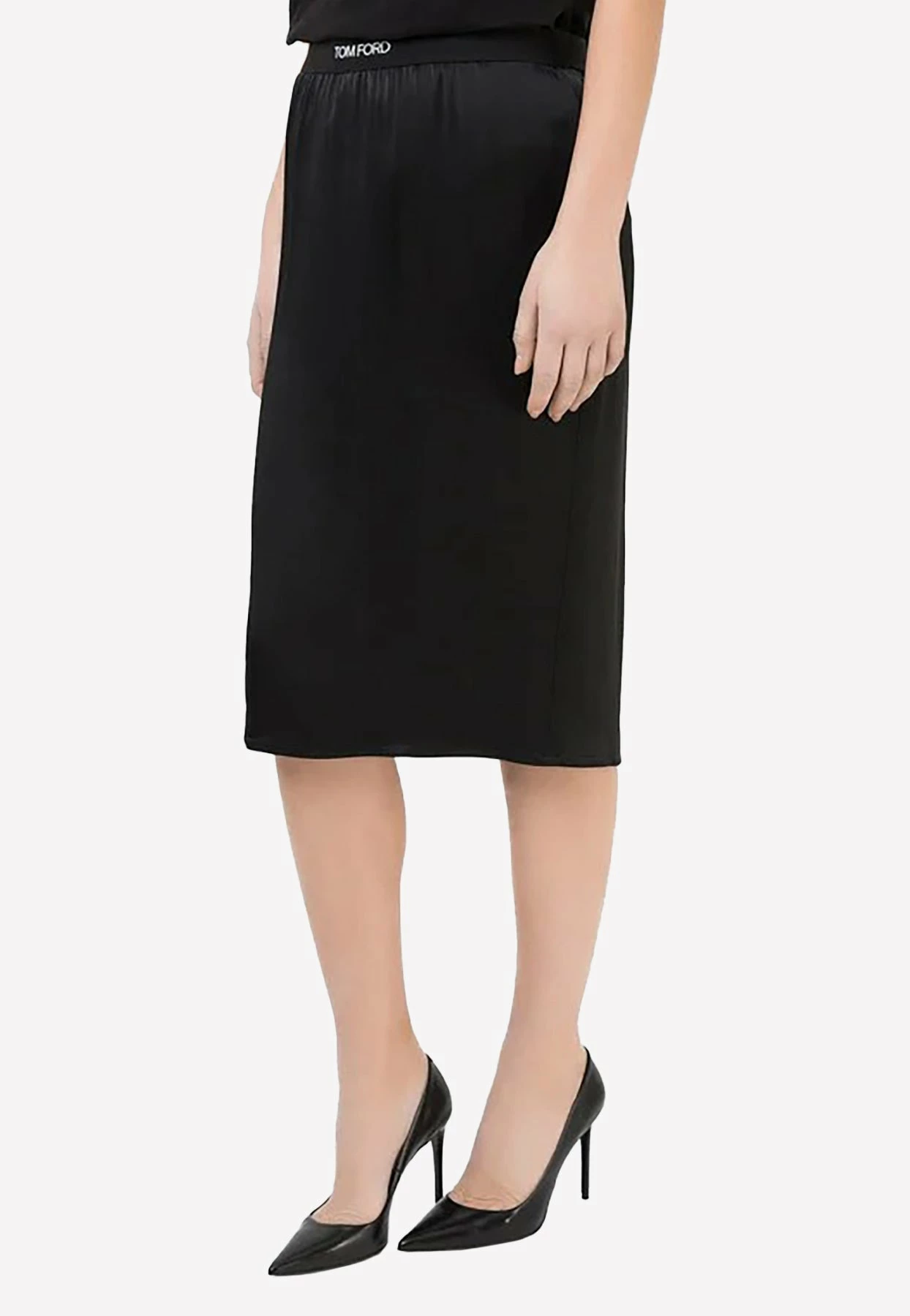 Tom Ford Logo Waist Double Face Midi Skirt Black 2 Tom Ford Logo Waist Double Face Midi Skirt Black - Image 2