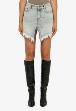 Balenciaga Asymmetric Mini Denim Skirt Blue