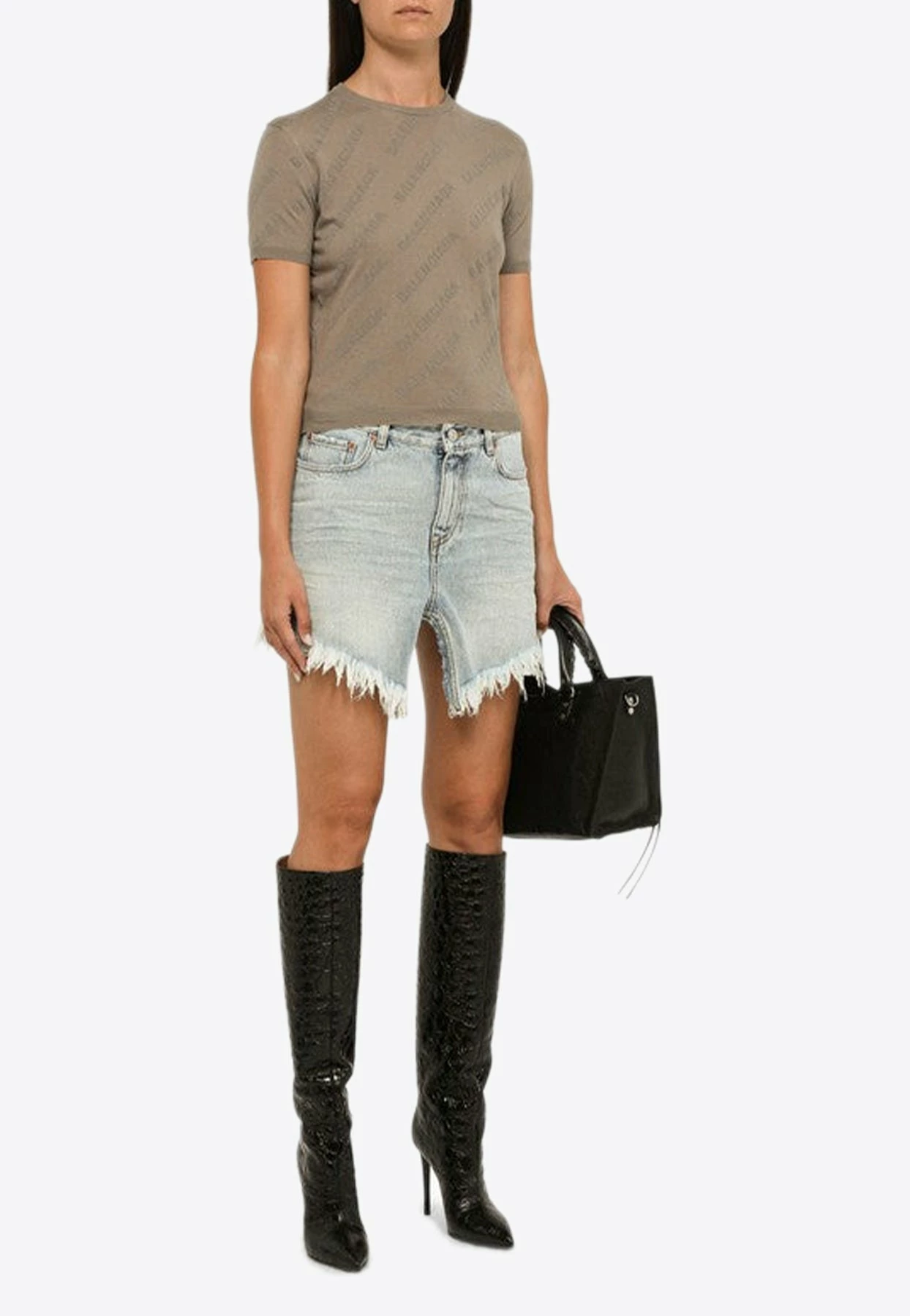 Balenciaga Asymmetric Mini Denim Skirt Blue 2 Balenciaga Asymmetric Mini Denim Skirt Blue - Image 2