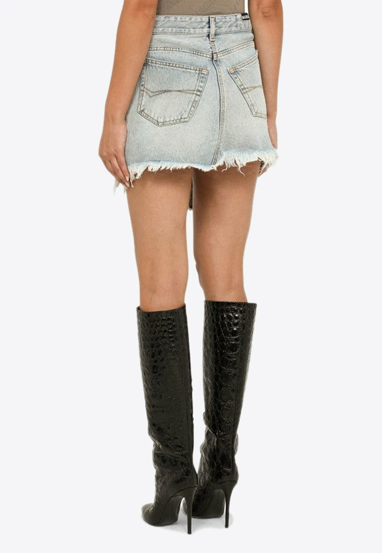 Balenciaga Asymmetric Mini Denim Skirt Blue 4 Balenciaga Asymmetric Mini Denim Skirt Blue - Image 4