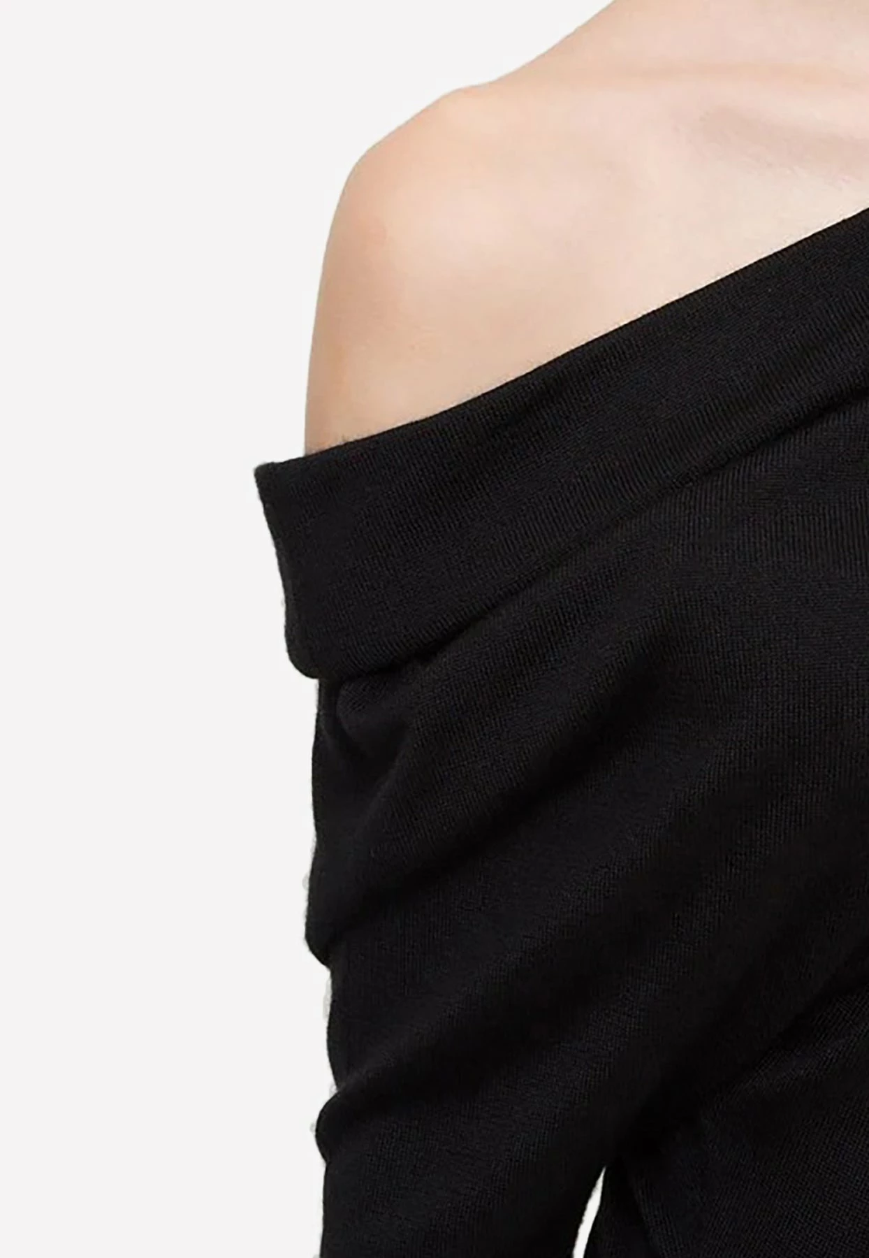 Tom Ford Draped Shoulder Cashmere And Silk Midi Dress Black 4 Tom Ford Draped Shoulder Cashmere And Silk Midi Dress Black - Image 4