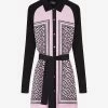 Versace Greca Paneled Cardigan Shirt Dress Pink