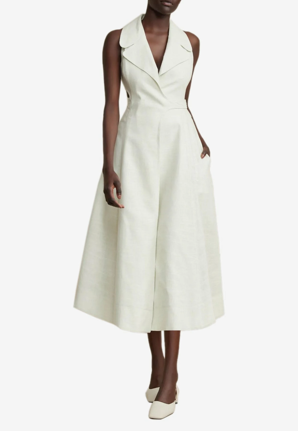 Acler Abbots Tailored Midi Dress With Cut-outs White 1 Acler Abbots Tailored Midi Dress With Cut-outs White
